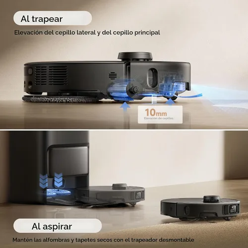 Miniatura 3 de Mova P50 Pro Ultra Robot Aspiradora y Trapeador, succión de 19,000Pa con cepillo antienredos, trapeador extraíble y levantable para alfombra y piso