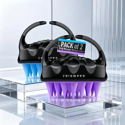 Miniatura 2 de Cbiumpro Paquete de 2 cepillos de champú masajeador de cuero cabelludo, cepillo exfoliante de silicona ultra suave para el crecimiento del cabello