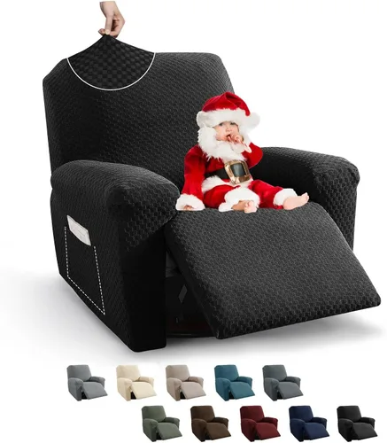 Miniatura 17 de MAXIJIN funda para sofá de 4 piezas, para sofás de 3 plazas, muy elástica, no se desliza, para perros, para mascotas, protector elástico de muebles