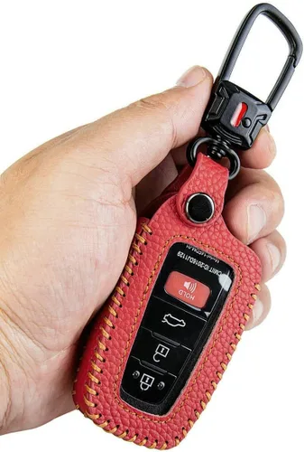 Miniatura 7 de Funda para llavero de Toyota con llavero, protector de llave de auto de cuero compatible con 2018 - 2024 Rav4 Highlander Camry Corolla Avalon C-Hr