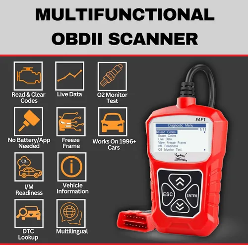 Miniatura 5 de EAF1 OBD2 Escáner de coche – Herramienta de diagnóstico automotriz profesional lector de código para luz del motor OBDII escáner para coche de datos