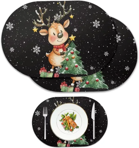 Miniatura 18 de Ghost Placemats Set of 2 Wipeable Faux Leather 12X18 Inch Waterproof Non-Slip Mats Spooky Table Decor Heat Resistant for Scary Dinner Party Fantasma