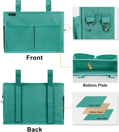 Miniatura 2 de Surblue Caddy Organizador Colgante Bolsa de Almacenamiento para Cabecera para Literas y Camas de Hospital, Verde Azulado, Pequeño R-Teal