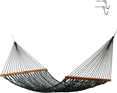Miniatura 12 de Original Pawleys Island Hamaca individual de cuerda DuraCord marrón antiguo – 12 pies x 50 in., 1 persona, capacidad de 450 libras, barra