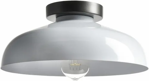 Miniatura 4 de DIRYZON Lámpara de Techo Moderna Industrial Lámpara de Techo Semi Empotrada con Pantalla de Granero de Metal Blanco de 12 Pulgadas