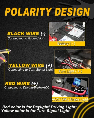 Miniatura 7 de Qasim Tira LED de Flujo Secuencial de 24 pulgadas Rojo+Amarillo Luces de Circulación Diurna 60cm Tira de Luz de Conducción Guía de Señal de Giro