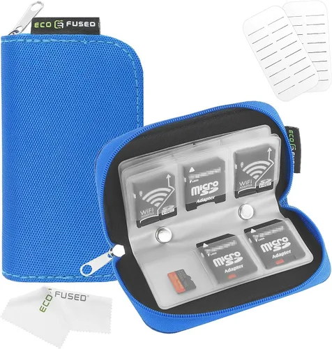 Miniatura 6 de Estuche transportador de tarjeta de memoria – apto para tarjetas SDHC y SD – 8 folios y 22 ranuras – ECO-FUSED paño de limpieza de microfibra Verde