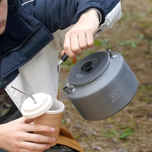 Miniatura 6 de Bulin Hervidor de Camping, Hervidor de Té Grande Portátil de 2.2L para Estufa, Calentamiento Rápido, Agua Caliente Hirviendo para Fuego Abierto