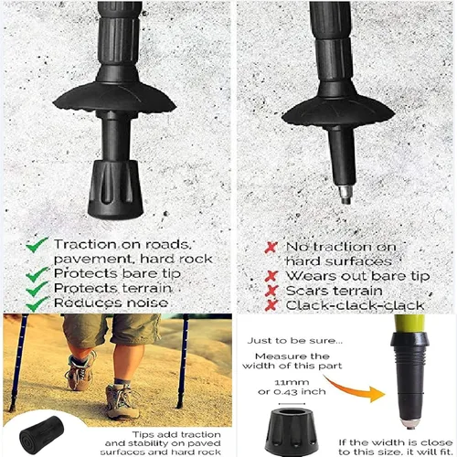 Miniatura 9 de Puntas de bastones de trekking, protectores de goma para senderismo, accesorios de repuesto, para la mayoría de los bastones de senderismo