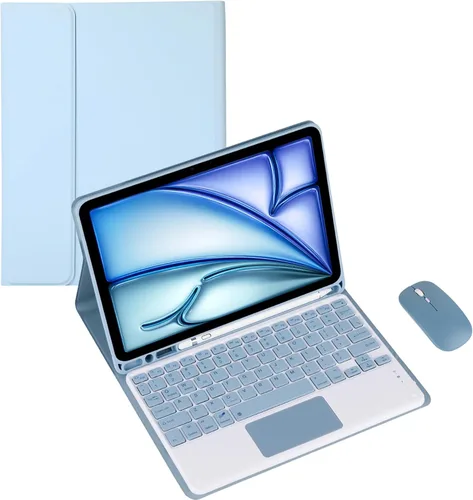 Miniatura 39 de Funda de teclado para tableta Samsung Galaxy Tab A8 X200/X205 de 10.5 pulgadas, cubierta protectora de teclado con soporte multiángulo, borde de Azul