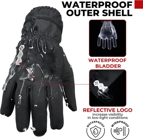 Miniatura 3 de HANDLANDY Guantes de invierno para hombres y mujeres, aislados impermeables para clima frío, guantes térmicos para ciclismo, esquí, equitación