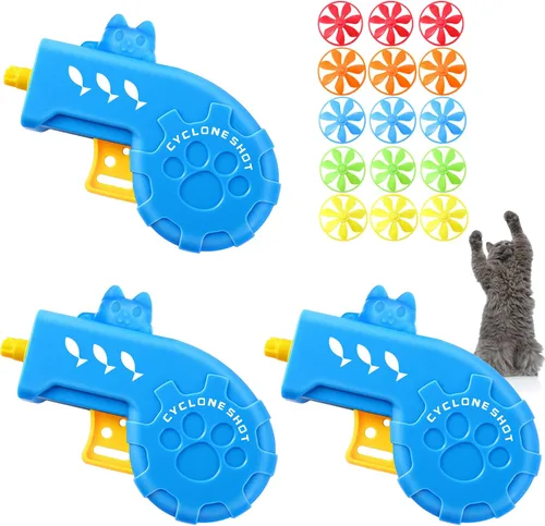 Sumind 18 juguetes interactivos de rastreo de gatos con 5 colores de hélices voladoras para entrenamiento de gatitos en interiores y mascotas
