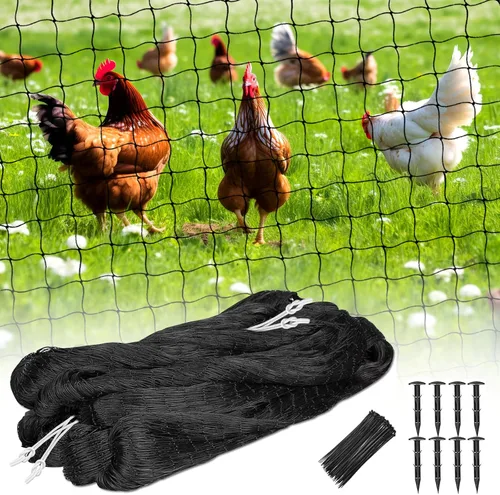 Miniatura 14 de BSTPCOO Red para pájaros de 50 x 50 pies con malla cuadrada de 1 pulgada para techo de gallinero, red de nailon resistente, redes de aviario, valla