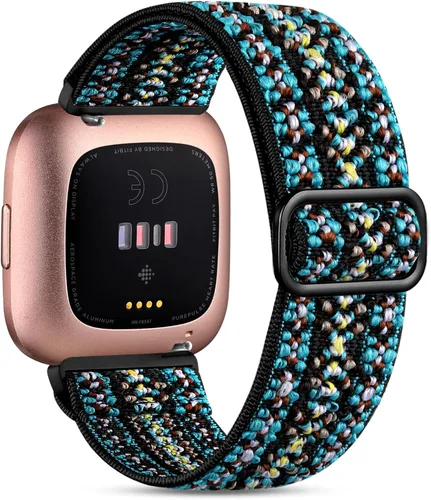 Miniatura 20 de Correa elástica compatible con correas de reloj Fitbit Versa, correa deportiva de nailon suave y transpirable de repuesto para mujeres y hombres