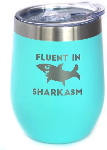 Miniatura 8 de Personalizado Fluido en Sharkasm - Vaso Tumbler de Vino Personalizado de Tiburón Divertido con Tapa Deslizante - Taza Aislada de Acero Inoxidable