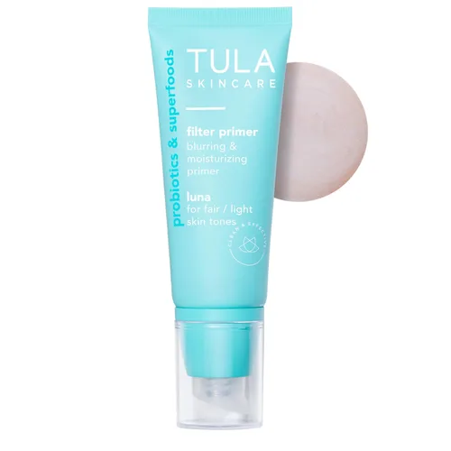TULA Skin Care - Prebase difuminadora e hidratante con filtro para el rostro, unifica la apariencia del tono de la piel y el enrojecimiento, hidrata