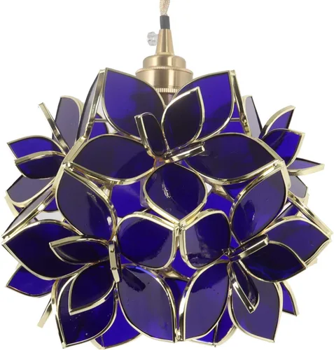Miniatura 9 de Bieye L10749 - Lámpara colgante de techo de vidrio manchado estilo Tiffany con pantalla de 8 pulgadas de ancho (naranja, 8" flor de cerezo)