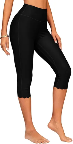 ATTRACO Pantalones de natación para mujeres de cintura alta, capris de natación, pantalones cortos de natación, leggings de natación