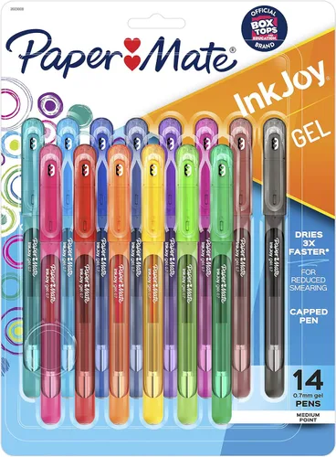 Paper Mate InkJoy - Bolígrafos de gel, punta media (0.7 mm), 12 unidades, color azul oscuro (2023006)