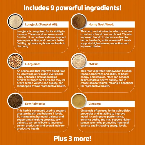 Miniatura 4 de Mega potenciador de carga - Suplemento de refuerzo de volumen de semen para hombres - Aumenta el tamaño de carga, el sabor, el suplemento