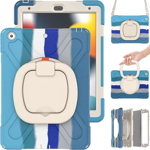 Miniatura 26 de Funda para iPad Air de 3ª generación – Funda resistente para niños con soporte giratorio, soporte para lápices y correa de transporte para iPad