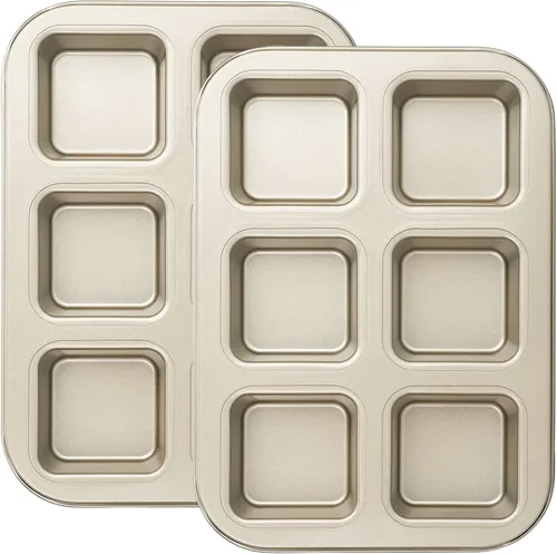 Miniatura 15 de Beasea Bandeja para brownie con divisores, 2 juegos de moldes cuadrados para cupcakes para brownies, 12 mini cavidades antiadherentes para hornear