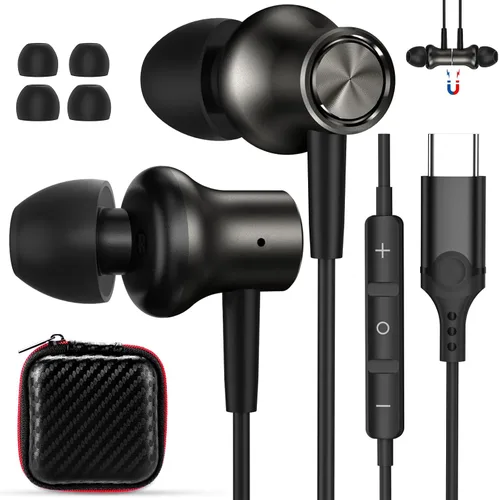 Miniatura 12 de Auriculares USB C para iPhone 17 Pro Max 16 15 17e 16e Auriculares magnéticos con cable para Samsung S26 Ultra S25 FE S23 A17 A36 Auriculares