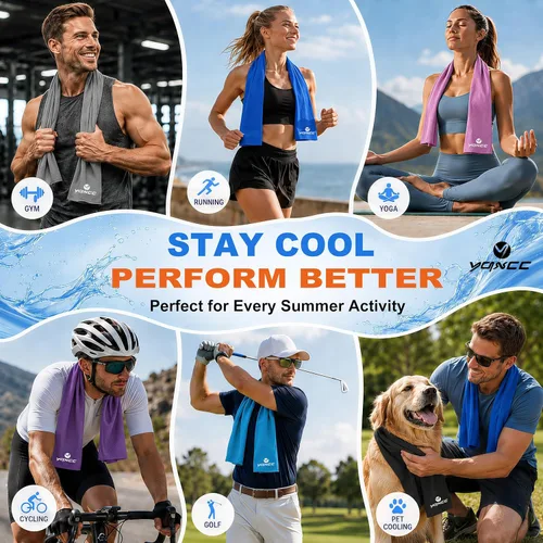 Miniatura 5 de YQXCC Paquete de 8 toallas refrescantes (47 x 12 pulgadas), toalla de cuello fría de hielo, microfibra suave y transpirable para yoga, golf, 8