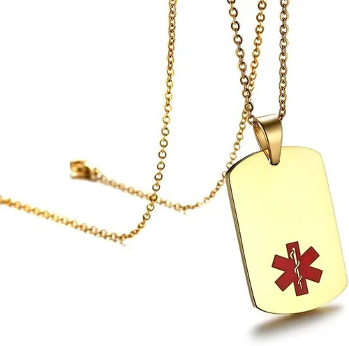 Miniatura 9 de VNOX Collar con colgante personalizado de acero inoxidable con grabado personalizado para identificación de alerta médica de emergencia para hombres