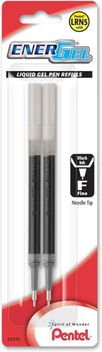 Miniatura 5 de Pentel Tinta de repuesto para bolígrafo de gel ENER-Gel y Lancelot, 0.028 in, punta de metal, tinta negra, paquete de 2 (LR7BP2A)