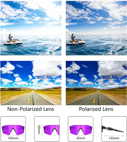 Miniatura 4 de OULAIQI Gafas de sol de ciclismo, polarizadas, para hombres y mujeres, con 1 lente o 3 lentes intercambiables, gafas de béisbol Lente negra