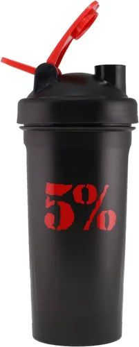 5% Nutrition Rich Piana Gym - Botella mezcladora de proteínas, se adapta a la mayoría de los portavasos, a prueba de fugas, línea de medición,