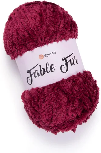 Miniatura 17 de Yarnart Fable Fur Hilo (100gr), Hilo de Pestañas Sintético Suave Grueso Esponjoso Falso Difuso para Ropa de Ganchillo Tejido de Punto Súper