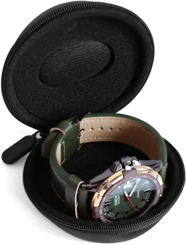 Miniatura 19 de Caja de viaje para relojes Besforu para hombres y mujeres, caja de almacenamiento portátil y organizador para un solo reloj, para relojes de pulsera