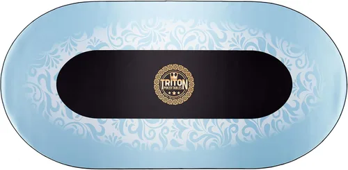 Miniatura 8 de Triton Premium Tapete Portátil para Mesa de Póquer para 10 Jugadores Azul - Tapete de Juego de Póquer Portátil de Goma con Tela Multi-Spandex