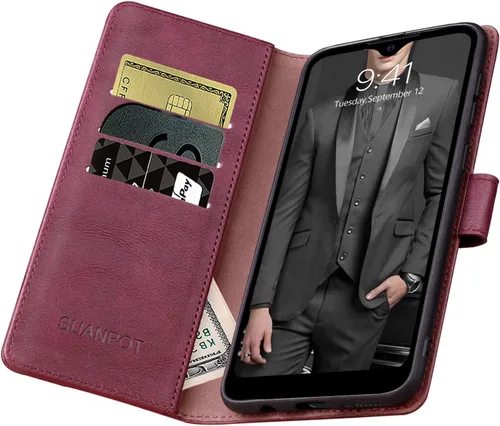 Miniatura 4 de SUANPOT Funda de piel tipo cartera para Samsung Galaxy A32 5G con bloqueo RFID, soporte para tarjetas de crédito, funda de teléfono con tapa tipo