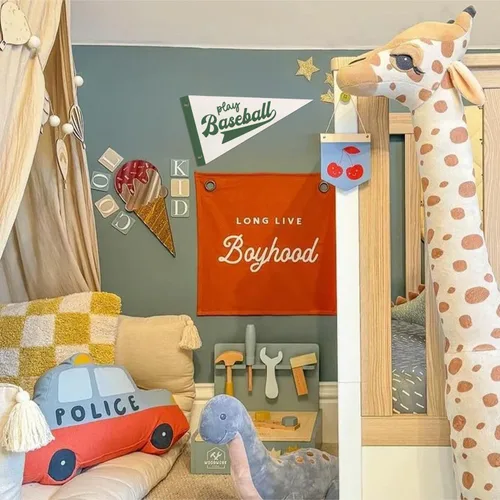 Miniatura 2 de Decoración para Sala de Juegos y Guardería para Niños, Banderas de Pennant de Béisbol para Jugar, Arte de Pared Retro Verde para Decoración