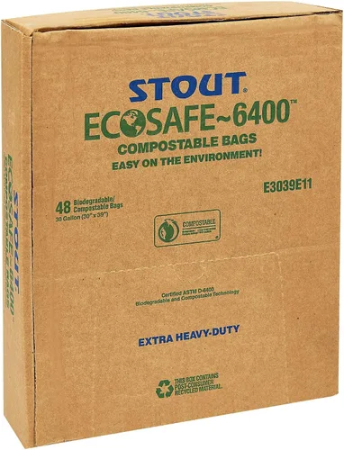 Miniatura 11 de Stout e2430e85 13 galones 24" x 30" Heavy Duty biodegradables bolsas de basura, 45 bolsas por caja, astm6400, verde, fabricado en Estados Unidos por