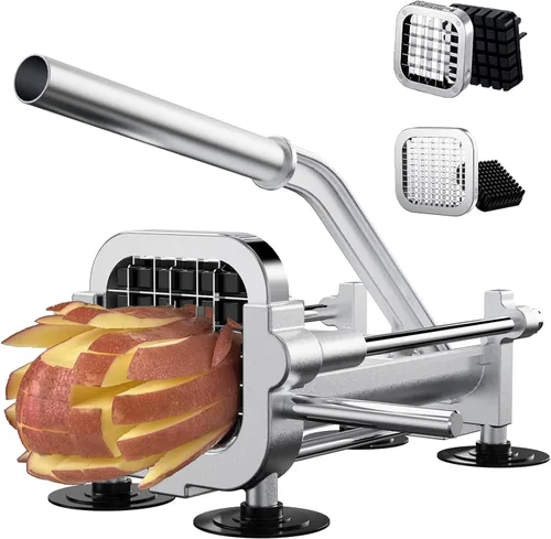 Miniatura 11 de Eascandy - Cortador de patatas fritas, cortador de patatas resistente, juego de cortador de patatas de acero inoxidable con cuchillas de 1/2 y 3/8