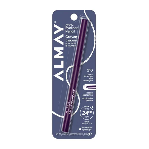 Miniatura 19 de Almay Lápiz delineador de ojos para todo el día, a prueba de manchas, maquillaje de ojos impermeable, hipoalergénico, sacapuntas integrado, 205 Negro