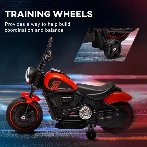 Miniatura 4 de Aosom Motocicleta para niños con ruedas de entrenamiento, juguete de 6V para montar para niños de 18 a 48 meses, motocicleta a batería para niños