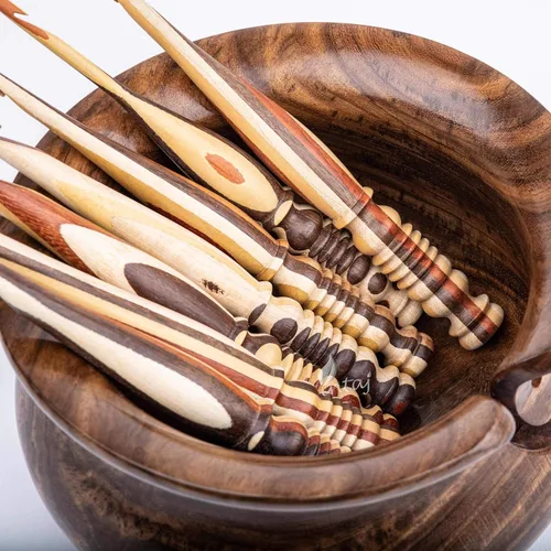 Miniatura 4 de INTAJ Gancho de ganchillo de madera hecho a mano – Juego de ganchos de ganchillo de aguja de palisandro – Aguja de tejer para manualidades de hilo