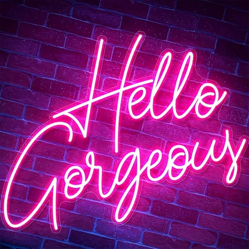 Miniatura 4 de Letrero de neón LED con texto en inglés «Hello Gorgeous LED», luz nocturna de neón para pared, fiesta de cumpleaños, boda, bar, club, decoración