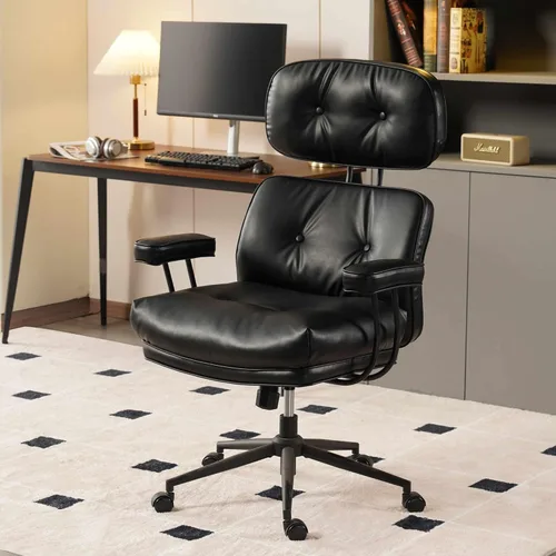 Miniatura 16 de Silla de escritorio para oficina en casa, respaldo alto, ruedas de goma, ergonómicas para computadora, con soporte lumbar, silla giratoria de altura