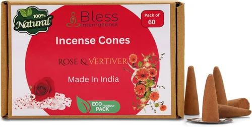 Miniatura 2 de Bless International Rose and Vertiver 100% - Conos de incienso naturales hechos a mano sumergidos a mano orgánicos sin productos químicos