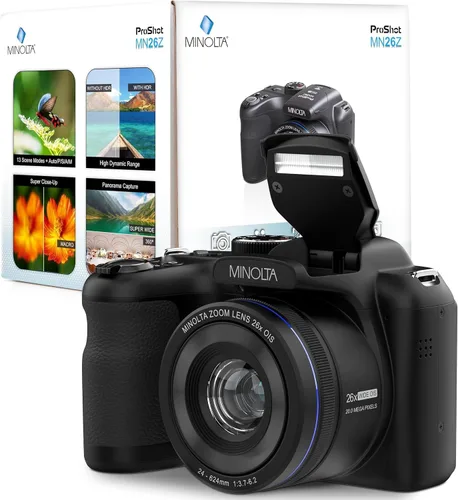 Miniatura 7 de Minolta ProShot - Cámara de 20MP - Lente de zoom óptico de 26x, video HD de 1080p, WiFi, pantalla LCD de 3 pulgadas, estabilización de imagen, Negro