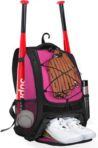 Miniatura 12 de Goloni Mochila de béisbol, bolsa de béisbol para adultos, bolsa de bate de sóftbol con compartimento para zapatos, compartimento principal grande