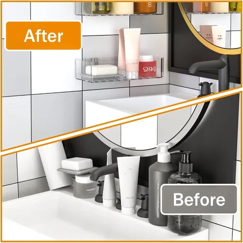 Miniatura 4 de Cq acrylic Estante organizador de ducha de baño, organizador de ducha adhesivo para almacenamiento de baño, decoración del hogar y cocina, estante
