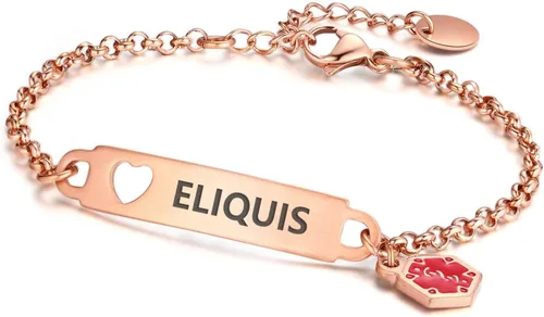 Miniatura 14 de Divoti Pulsera de identificación médica con grabado previo – Cadena simple Rolo de acero inoxidable plateado, resistente al agua con símbolo