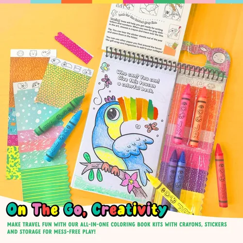 Miniatura 5 de Bright Stripes Art on The Go Collage Fun Jungle Theme Travel Kit para niños a partir de 3 años Actividad sin desorden con crayones y calcomanías